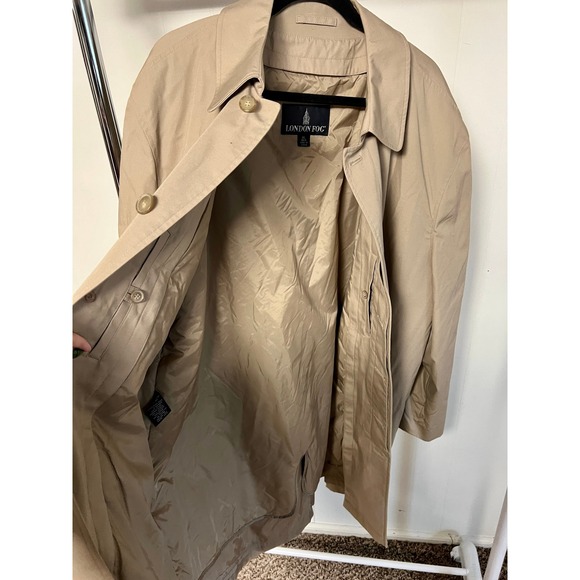 London Fog Womens Khaki Trench Coat Classic Style XL REG - Picture 6 of 9